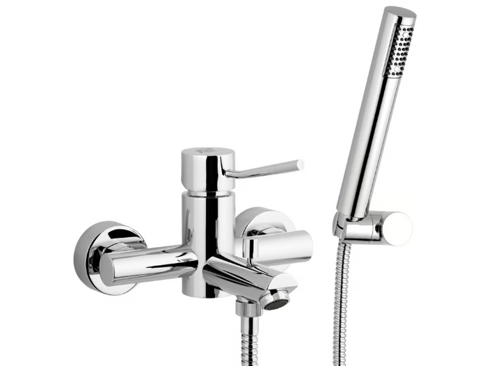 MINIMAL - Wall-mounted bathtub mixer with hand shower _ Remer Rubinetterie